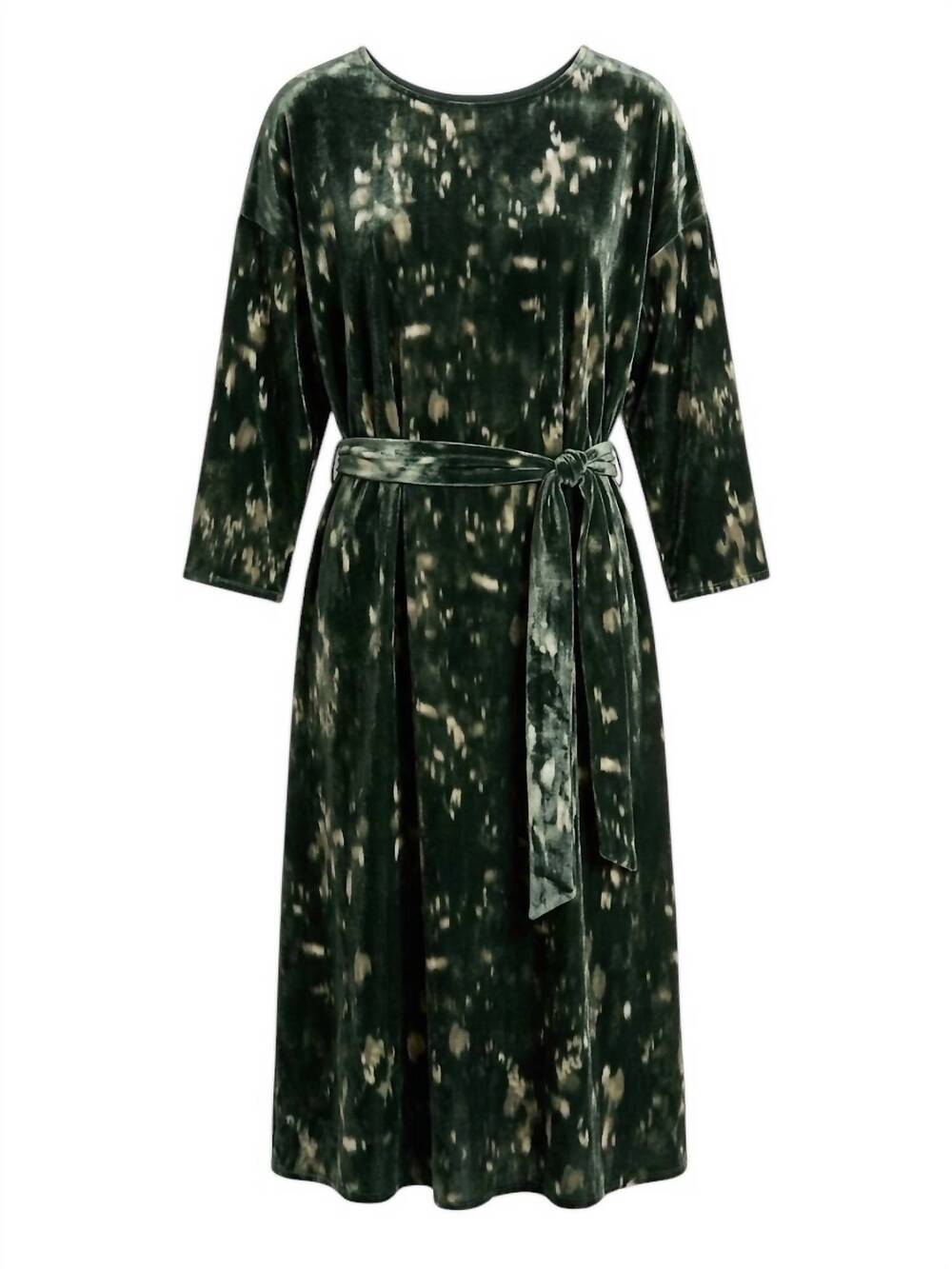 NEW LAFAYETTE 148 women's graphic midi dress in dark seaweed multi
